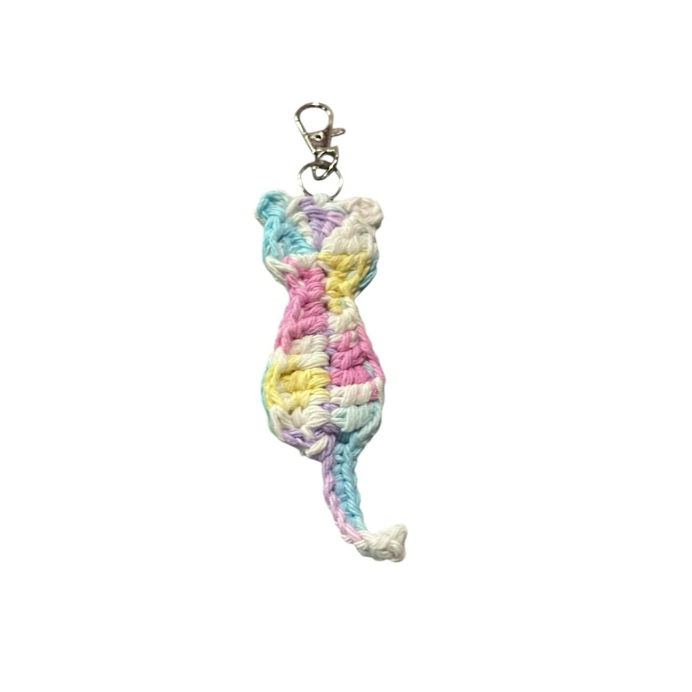 NEW‎ handmade crochet CAT kitten keychain great gift cotton yarn
